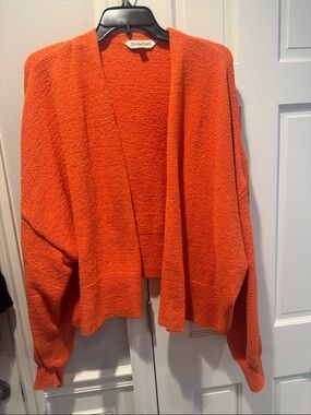 DAVI & DANI Bright Orange Open-Front Women's Cardigan